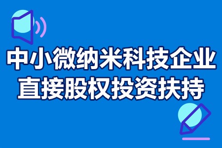 中小微纳米科技企业直接股权投资扶持