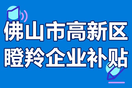 佛山市高新区瞪羚企业补贴 佛山瞪羚企业申报程序